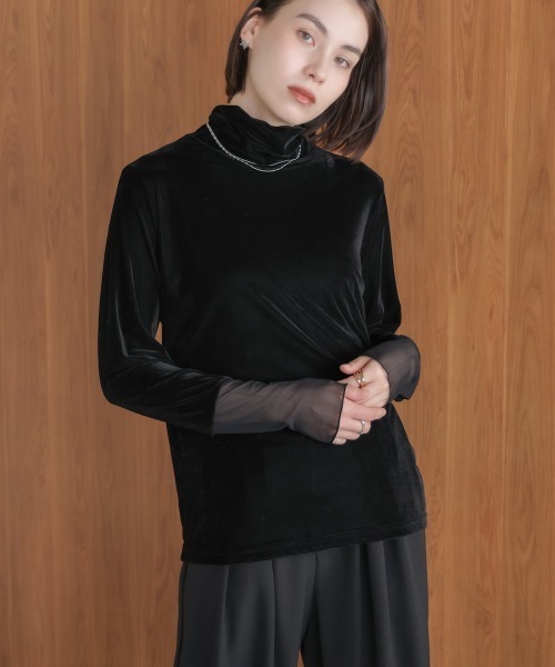 Bou Jeloud(ブージュルード)の「シアーベロアインナー(Tシャツ/カットソー・レディース・オフホワイト/グレー/グリーン/ブラック・FREE)」の2枚目の写真