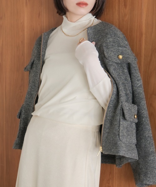 Bou Jeloud(ブージュルード)の「シアーベロアインナー(Tシャツ/カットソー・レディース・オフホワイト/グレー/グリーン/ブラック・FREE)」の6枚目の写真