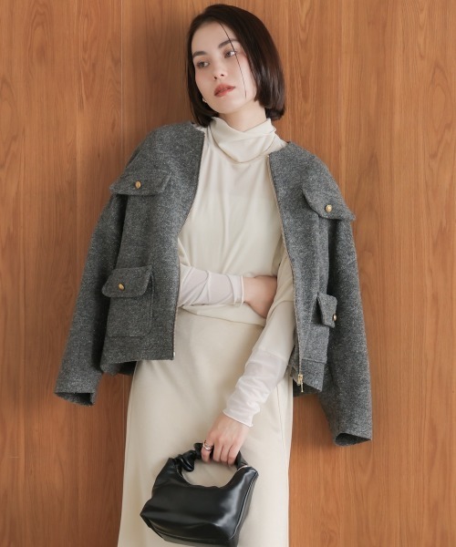 Bou Jeloud(ブージュルード)の「シアーベロアインナー(Tシャツ/カットソー・レディース・オフホワイト/グレー/グリーン/ブラック・FREE)」の7枚目の写真