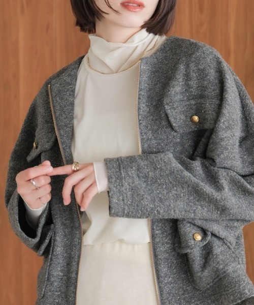 Bou Jeloud(ブージュルード)の「シアーベロアインナー(Tシャツ/カットソー・レディース・オフホワイト/グレー/グリーン/ブラック・FREE)」の9枚目の写真