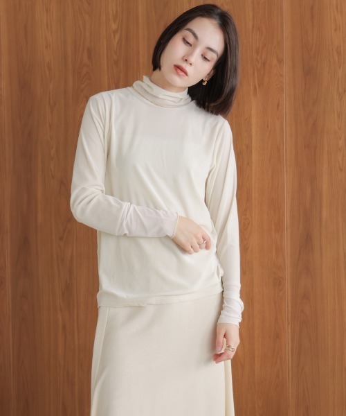 Bou Jeloud(ブージュルード)の「シアーベロアインナー(Tシャツ/カットソー・レディース・オフホワイト/グレー/グリーン/ブラック・FREE)」の13枚目の写真