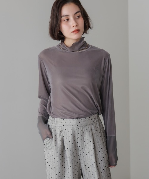 Bou Jeloud(ブージュルード)の「シアーベロアインナー(Tシャツ/カットソー・レディース・オフホワイト/グレー/グリーン/ブラック・FREE)」の14枚目の写真