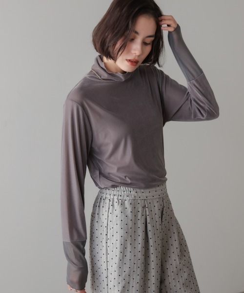 Bou Jeloud(ブージュルード)の「シアーベロアインナー(Tシャツ/カットソー・レディース・オフホワイト/グレー/グリーン/ブラック・FREE)」の16枚目の写真