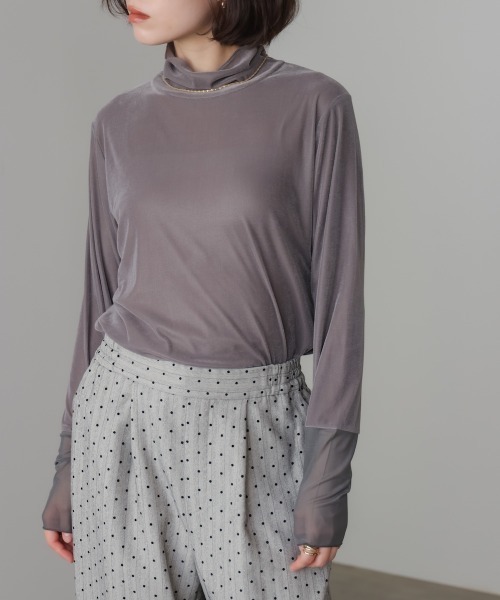 Bou Jeloud(ブージュルード)の「シアーベロアインナー(Tシャツ/カットソー・レディース・オフホワイト/グレー/グリーン/ブラック・FREE)」の18枚目の写真