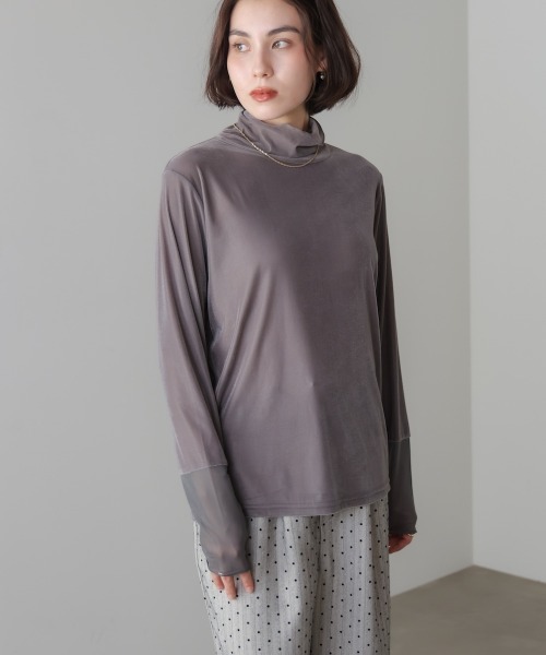 Bou Jeloud(ブージュルード)の「シアーベロアインナー(Tシャツ/カットソー・レディース・オフホワイト/グレー/グリーン/ブラック・FREE)」の19枚目の写真