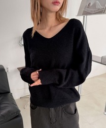 デイリー ルーズシルエット Vネック ニット トップス