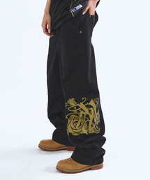 EMBLEM PRINTING COTTON PANTS BLACK