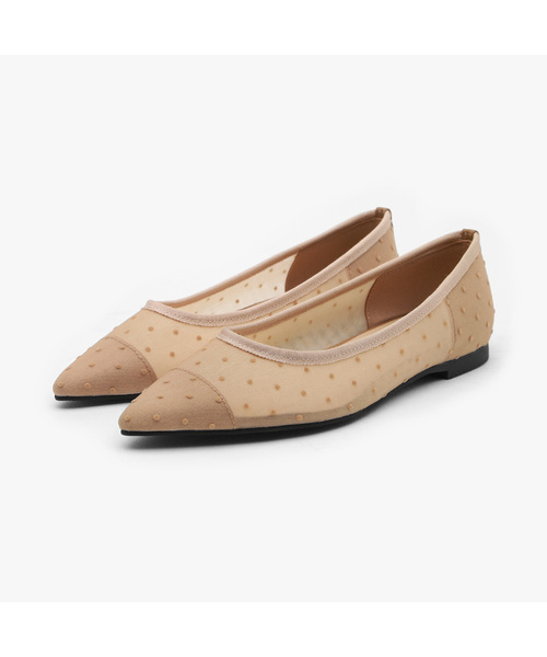 SAPPUN(サプン)の「ステラメッシュフラットシューズ(1cm)(バレエシューズ・レディース・グレー/ブラック/ホワイト/ベージュ・22.5cm/23cm/23.5cm/24cm/24.5cm/25cm/25.5cm)」の1枚目の写真