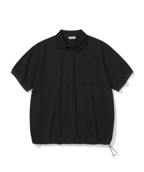 UNIFORM BRIDGE(ユニフォームブリッジ)の「ae ピケ ストリング ショートスリーブ Tシャツ ブラック(Tシャツ/カットソー・メンズ・その他・MEDIUM/LARGE/X-LARGE)」の1枚目の写真