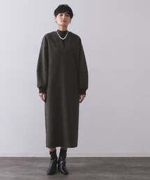 OPAQUE.CLIP | ストレッチメルトンキーネックワンピ【洗濯機OK】(ワンピース)
