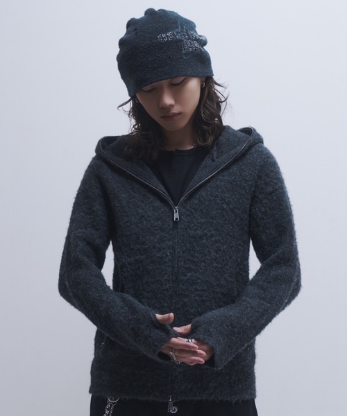takumu（MUU STUDIO） - Shaggy full-zip knit hoodie / シャギー