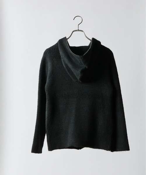 INTER FACTORY（インターファクトリー）の「takumu（MUU STUDIO） - Shaggy full-zip knit hoodie / シャギーフルジップニットパーカー（パーカー・メンズ・チャコールグレー/ブラック・3/2）」の16枚目の写真