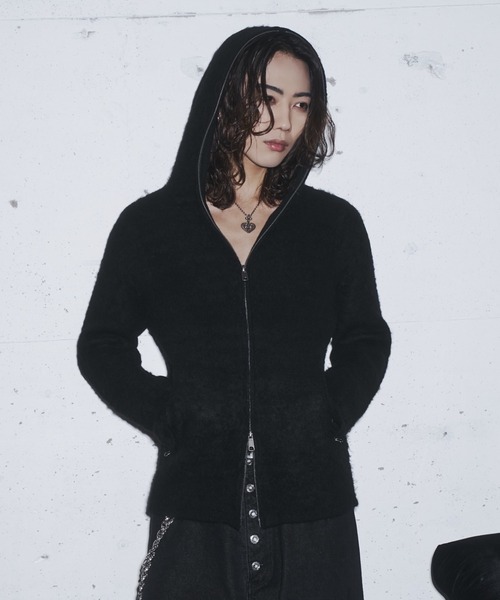 takumu（MUU STUDIO） - Shaggy full-zip knit hoodie / シャギー