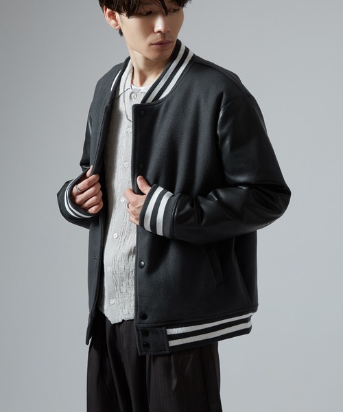 NULL(ヌル)の「【nl】メルトン スタジャン(ブルゾン・メンズ・チャコール/ブラック・X-LARGE/LARGE/MEDIUM/SMALL)」の20枚目の写真