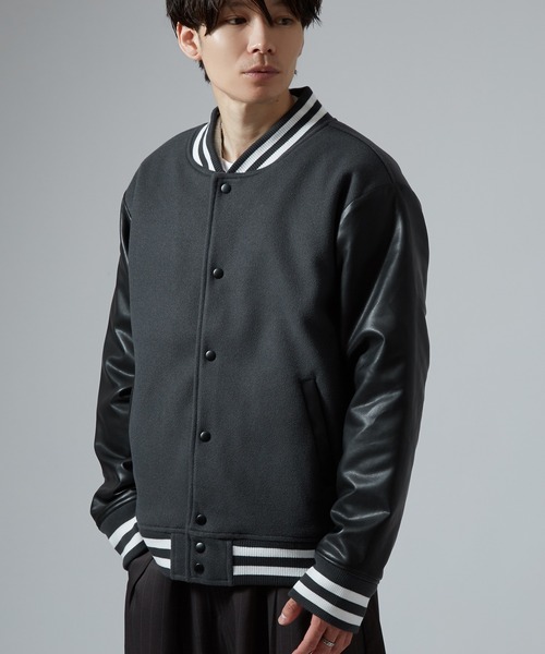 NULL(ヌル)の「【nl】メルトン スタジャン(ブルゾン・メンズ・チャコール/ブラック・X-LARGE/LARGE/MEDIUM/SMALL)」の9枚目の写真