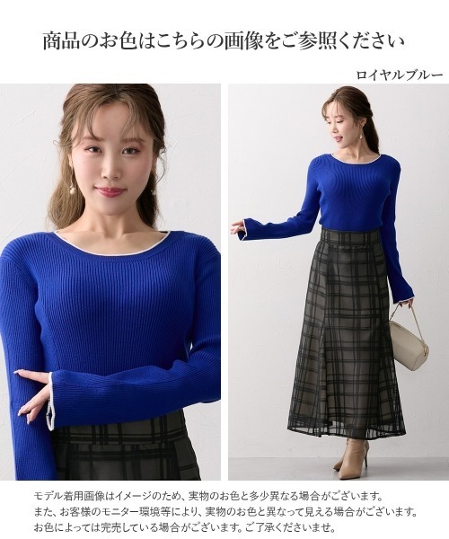 Nissen glamor(ニッセングラマー)の「【大きい胸専用】配色フレアスリーブパネルニット(ニット/セーター・レディース・ライラック/チャコール/ロイヤルブルー・M/L/LL/3L)」の11枚目の写真