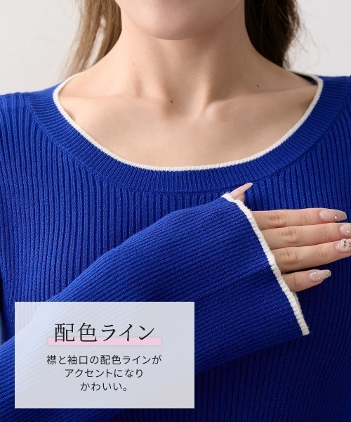 Nissen glamor(ニッセングラマー)の「【大きい胸専用】配色フレアスリーブパネルニット(ニット/セーター・レディース・ライラック/チャコール/ロイヤルブルー・M/L/LL/3L)」の16枚目の写真
