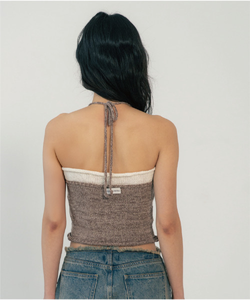 ZIZEMUSEUM（ジゼミュージアム）の「HALTER NECK BEADS KNIT (MOCHA)（Tシャツ/カットソー・レディース・その他・OS）」の4枚目の写真