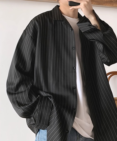 セール】オーバーサイズストライプシャツ/ユニセックス（シャツ