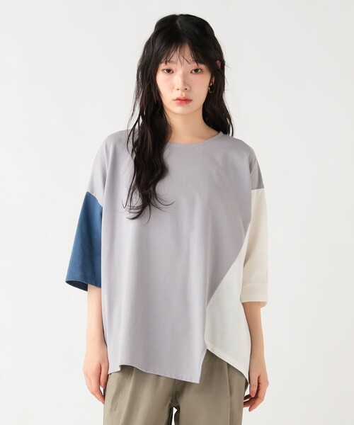 BEAMS HEART(ビームスハート)の「【7/2値下げ】ビッグ ブロッキング プルオーバー(Tシャツ/カットソー・レディース・チャコールグレー/グレー/オフホワイト・FREE)」の3枚目の写真