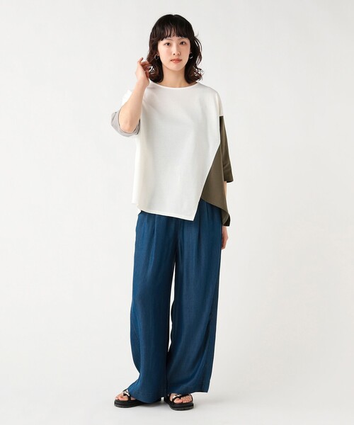 BEAMS HEART(ビームスハート)の「【7/2値下げ】ビッグ ブロッキング プルオーバー(Tシャツ/カットソー・レディース・チャコールグレー/グレー/オフホワイト・FREE)」の4枚目の写真