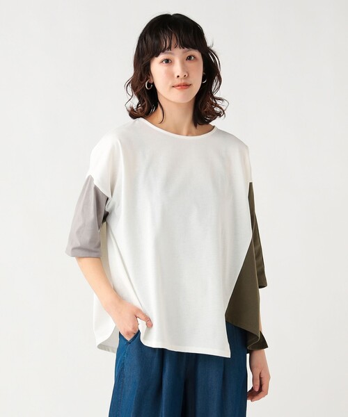 BEAMS HEART(ビームスハート)の「【7/2値下げ】ビッグ ブロッキング プルオーバー(Tシャツ/カットソー・レディース・チャコールグレー/グレー/オフホワイト・FREE)」の7枚目の写真