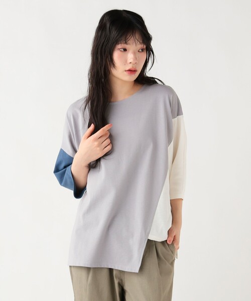BEAMS HEART(ビームスハート)の「【7/2値下げ】ビッグ ブロッキング プルオーバー(Tシャツ/カットソー・レディース・チャコールグレー/グレー/オフホワイト・FREE)」の10枚目の写真