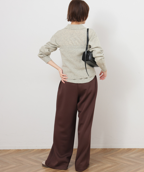 JOURNAL STANDARD relume（ジャーナルスタンダード　レリューム）の「ウォッシャブルウールポロシャツ（ニット/セーター・レディース・ライトグレー/ブラウン/イエロー・FREE）」の8枚目の写真