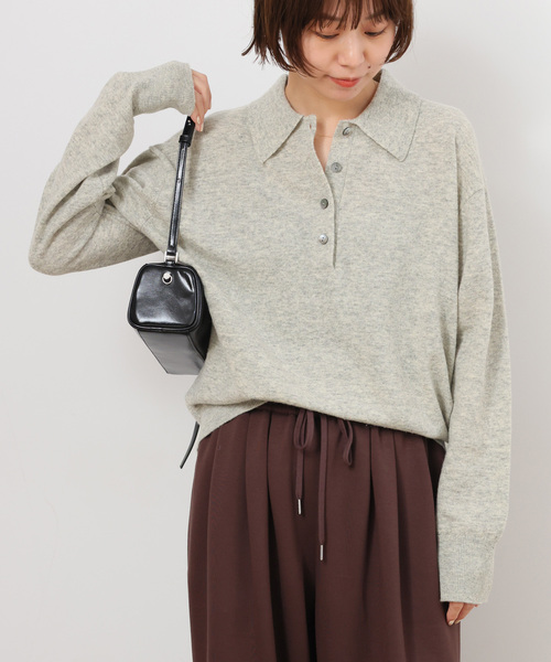JOURNAL STANDARD relume（ジャーナルスタンダード　レリューム）の「ウォッシャブルウールポロシャツ（ニット/セーター・レディース・ライトグレー/ブラウン/イエロー・FREE）」の10枚目の写真