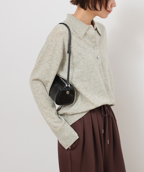 JOURNAL STANDARD relume（ジャーナルスタンダード　レリューム）の「ウォッシャブルウールポロシャツ（ニット/セーター・レディース・ライトグレー/ブラウン/イエロー・FREE）」の11枚目の写真