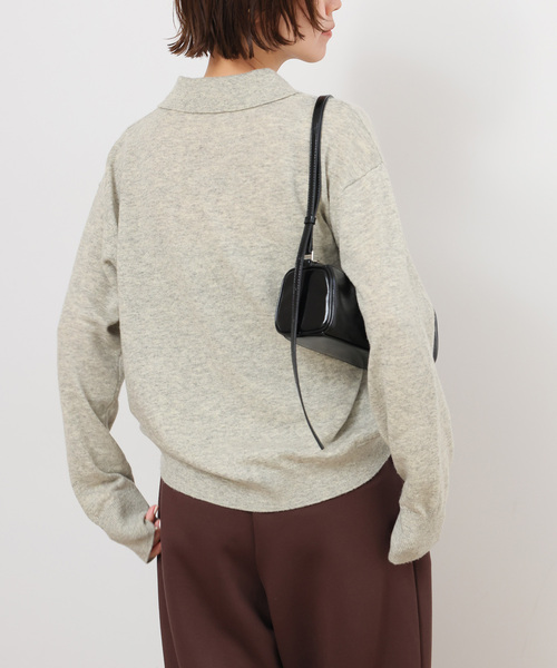 JOURNAL STANDARD relume（ジャーナルスタンダード　レリューム）の「ウォッシャブルウールポロシャツ（ニット/セーター・レディース・ライトグレー/ブラウン/イエロー・FREE）」の12枚目の写真