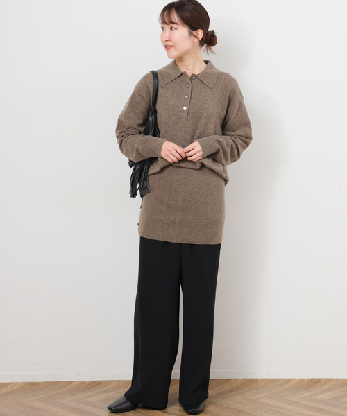 JOURNAL STANDARD relume（ジャーナルスタンダード　レリューム）の「ウォッシャブルウールポロシャツ（ニット/セーター・レディース・ライトグレー/ブラウン/イエロー・FREE）」の13枚目の写真