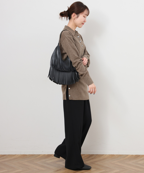 JOURNAL STANDARD relume（ジャーナルスタンダード　レリューム）の「ウォッシャブルウールポロシャツ（ニット/セーター・レディース・ライトグレー/ブラウン/イエロー・FREE）」の15枚目の写真