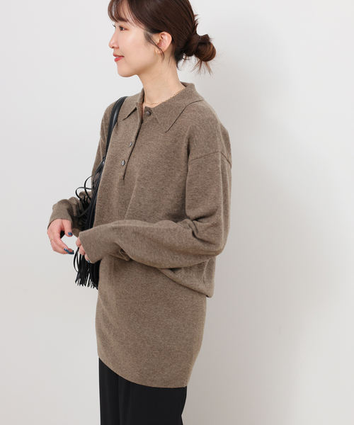 JOURNAL STANDARD relume（ジャーナルスタンダード　レリューム）の「ウォッシャブルウールポロシャツ（ニット/セーター・レディース・ライトグレー/ブラウン/イエロー・FREE）」の19枚目の写真