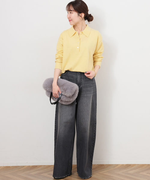 JOURNAL STANDARD relume（ジャーナルスタンダード　レリューム）の「ウォッシャブルウールポロシャツ（ニット/セーター・レディース・ライトグレー/ブラウン/イエロー・FREE）」の22枚目の写真