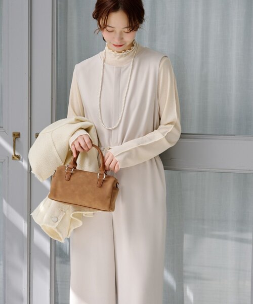 CIAOPANIC TYPY（チャオパニックティピー）の「≪オケージョン対応≫シアーリブTEE付きオールインワン（サロペット/オーバーオール・レディース・ベージュ/ネイビー・MEDIUM/SMALL）」の2枚目の写真