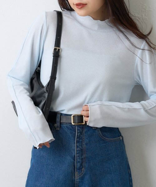 CIAOPANIC TYPY（チャオパニックティピー）の「≪オケージョン対応≫シアーリブTEE付きオールインワン（サロペット/オーバーオール・レディース・ベージュ/ネイビー・MEDIUM/SMALL）」の11枚目の写真