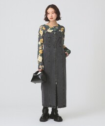 Ray BEAMS | デニム フロントジップ キャミソールワンピース(ワンピース)