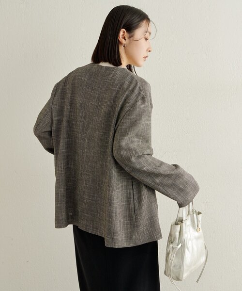 Omekashi（オメカシ）の「カラミノーカラージャケット（その他アウター・レディース・ブラック/ブラウン・FREE）」の7枚目の写真