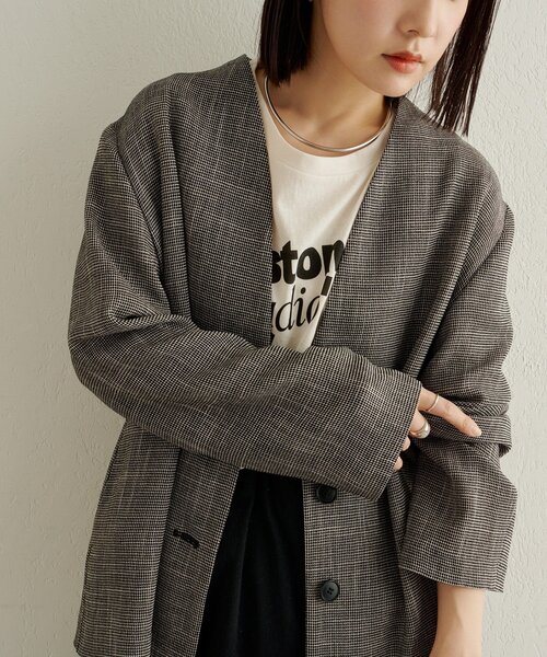 Omekashi（オメカシ）の「カラミノーカラージャケット（その他アウター・レディース・ブラック/ブラウン・FREE）」の8枚目の写真