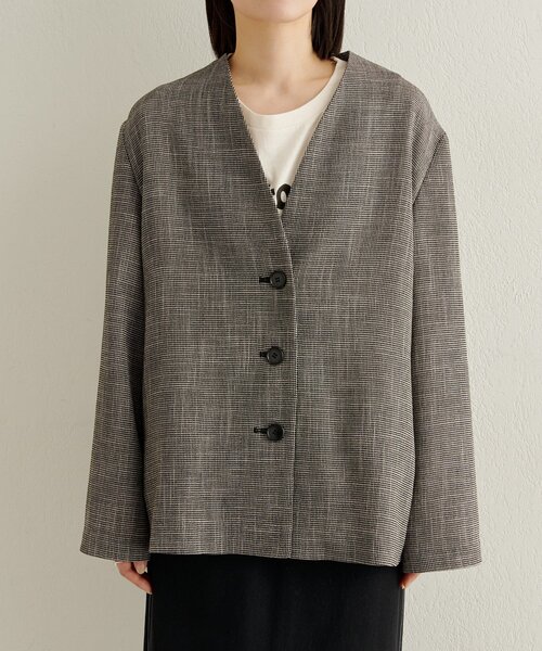 Omekashi（オメカシ）の「カラミノーカラージャケット（その他アウター・レディース・ブラック/ブラウン・FREE）」の14枚目の写真