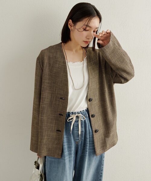 Omekashi（オメカシ）の「カラミノーカラージャケット（その他アウター・レディース・ブラック/ブラウン・FREE）」の15枚目の写真