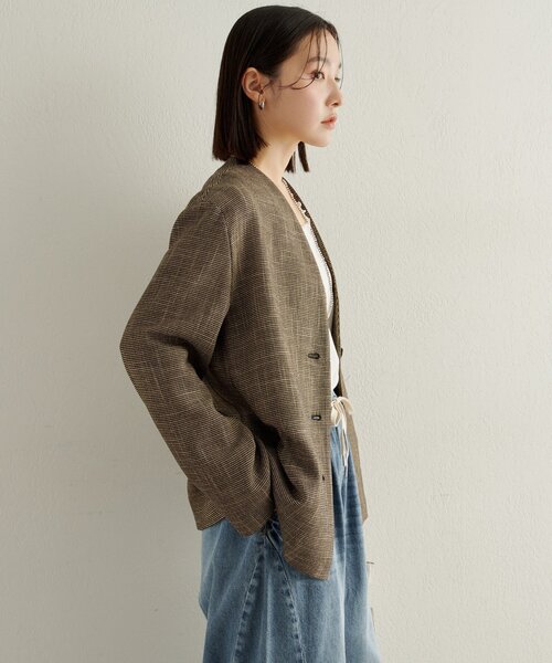 Omekashi（オメカシ）の「カラミノーカラージャケット（その他アウター・レディース・ブラック/ブラウン・FREE）」の13枚目の写真