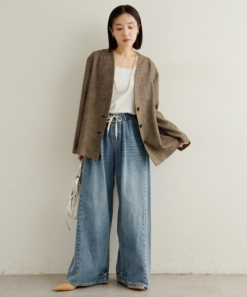 Omekashi（オメカシ）の「カラミノーカラージャケット（その他アウター・レディース・ブラック/ブラウン・FREE）」の7枚目の写真