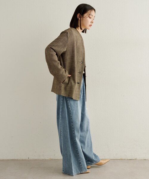 Omekashi（オメカシ）の「カラミノーカラージャケット（その他アウター・レディース・ブラック/ブラウン・FREE）」の6枚目の写真