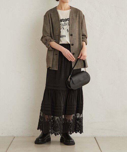 Omekashi（オメカシ）の「カラミノーカラージャケット（その他アウター・レディース・ブラック/ブラウン・FREE）」の4枚目の写真