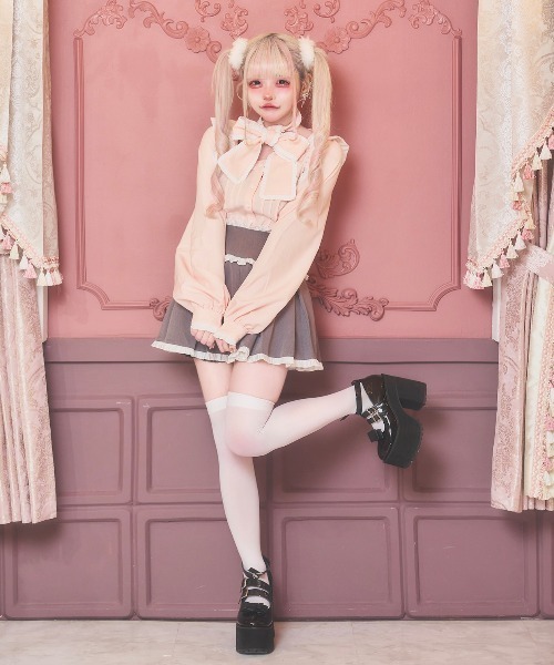 nyanMe(ニャンミー)の「ふりふりおりぼんぶらうす(シャツ/ブラウス・レディース・ブラック/ピンク/ホワイト・FREE)」の9枚目の写真