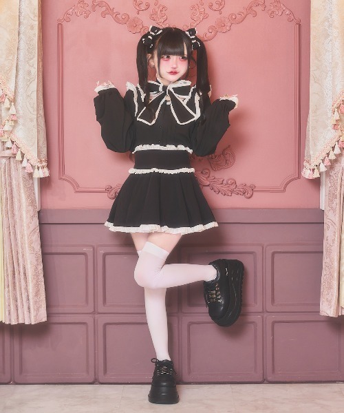nyanMe(ニャンミー)の「ふりふりおりぼんぶらうす(シャツ/ブラウス・レディース・ブラック/ピンク/ホワイト・FREE)」の5枚目の写真