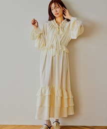 mysty woman | ボウタイティアードワンピース 643218(ワンピース)