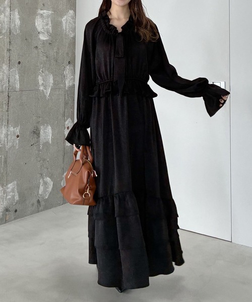 mysty woman（ミスティウーマン）の「ボウタイティアードワンピース 643218（ワンピース・レディース・イエロー/アイボリー/ブラック・FREE）」の16枚目の写真